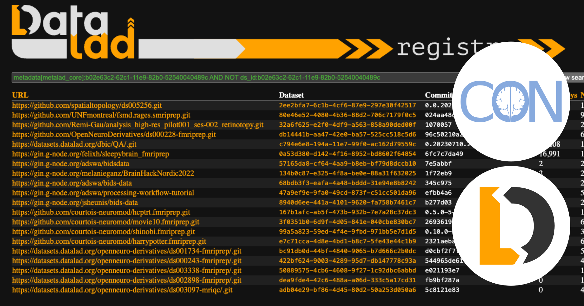 A screenshot of DataLad-Registry web UI